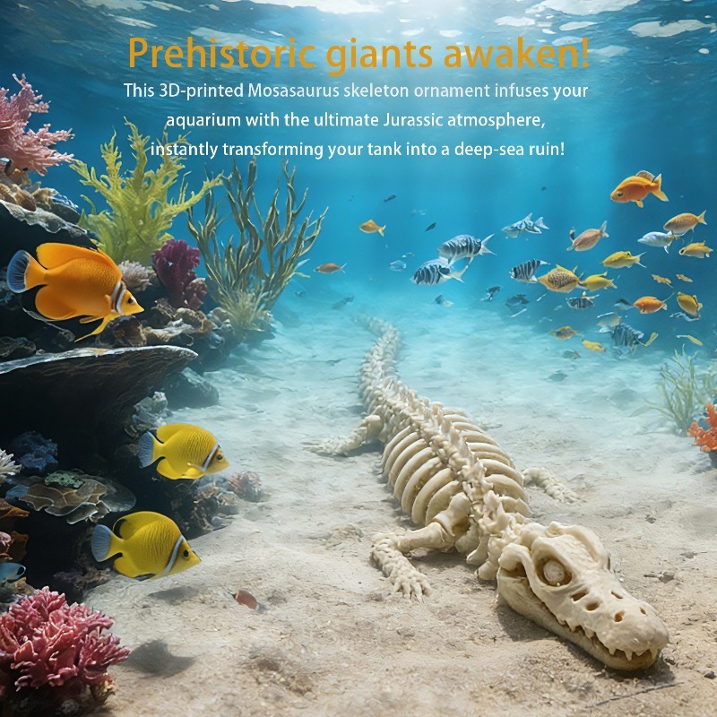 Marine Aquarium Used - 1 Stück Realistisches Mosasaurus-Skelett Aquarium-Dekoration, Geeignet