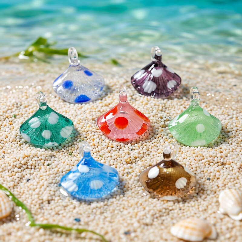 Marine Aquarium Aquascape - Bunte Mini-Muschel-Anhänger aus Glas, Niedliche Meereslebewesen-Ornamente