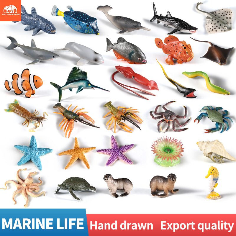 Marine Life Aquariums - Meereslebewesen Actionfiguren-Set - Delfin Hai Seestern